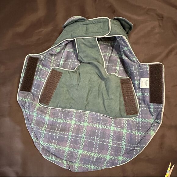Fresco Green and Blue Plaid Reversible Quilted Dog Jacket size Medium . - Picture 5 of 9